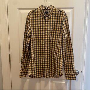 J. Crew Plaid Button-Down Shirt - Gold and Blue